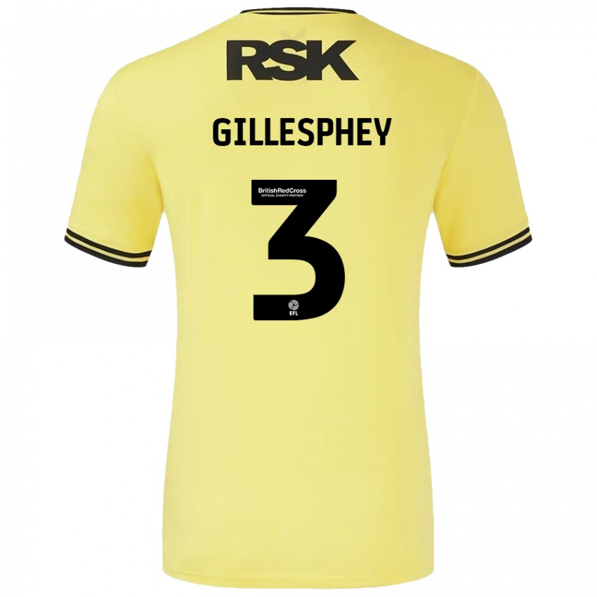 Kinder Macaulay Gillesphey #3 Gelb Schwarz Auswärtstrikot Trikot 2024/25 T-Shirt Schweiz