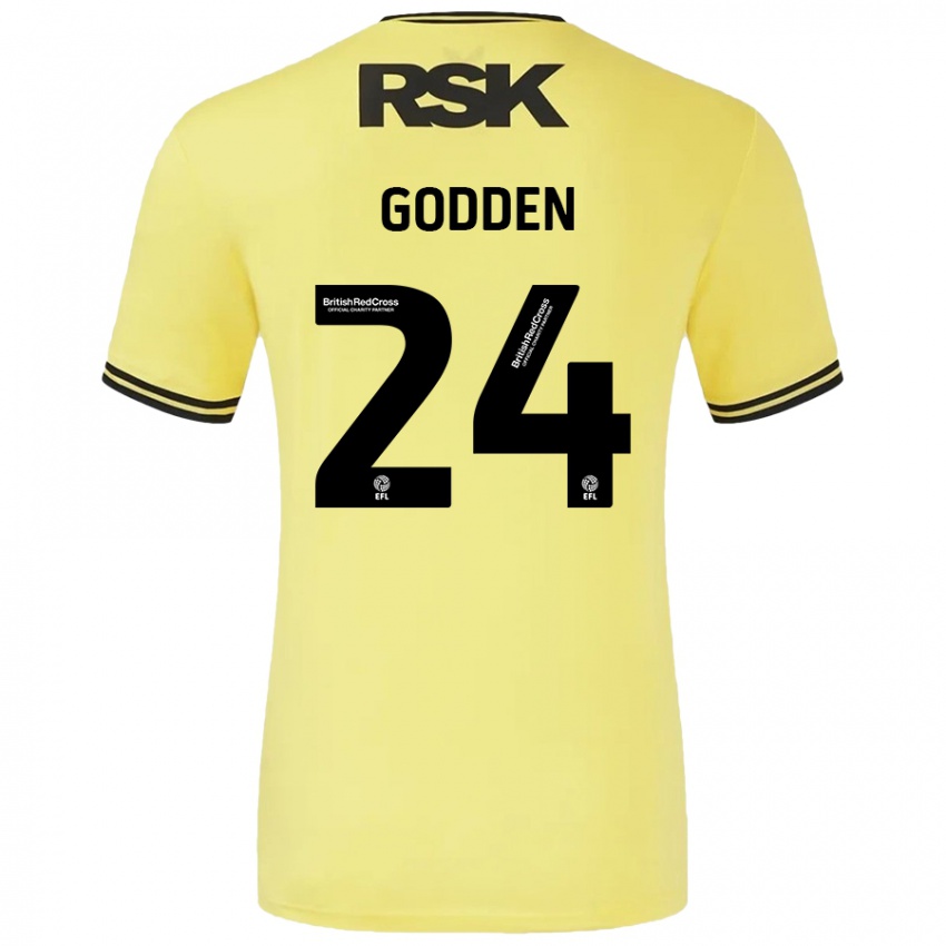 Kinder Matt Godden #24 Gelb Schwarz Auswärtstrikot Trikot 2024/25 T-Shirt Schweiz