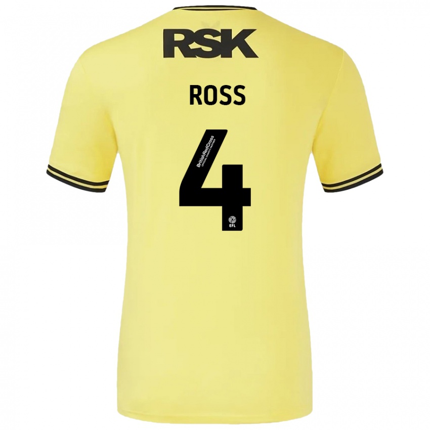 Kinder Mia Ross #4 Gelb Schwarz Auswärtstrikot Trikot 2024/25 T-Shirt Schweiz