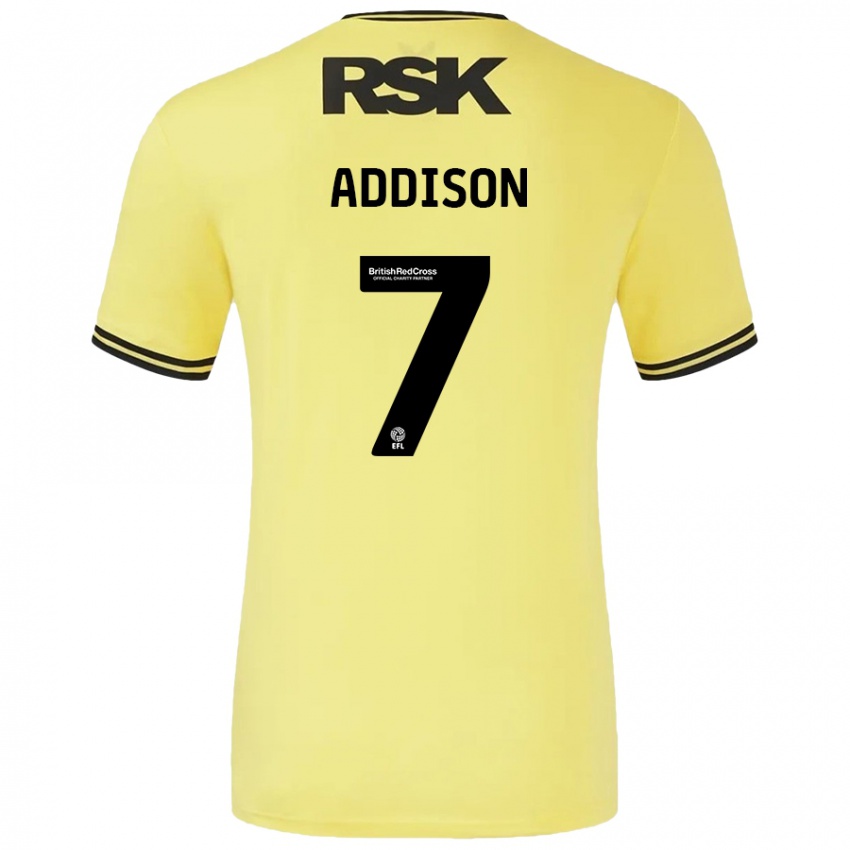 Kinder Angela Addison #7 Gelb Schwarz Auswärtstrikot Trikot 2024/25 T-Shirt Schweiz