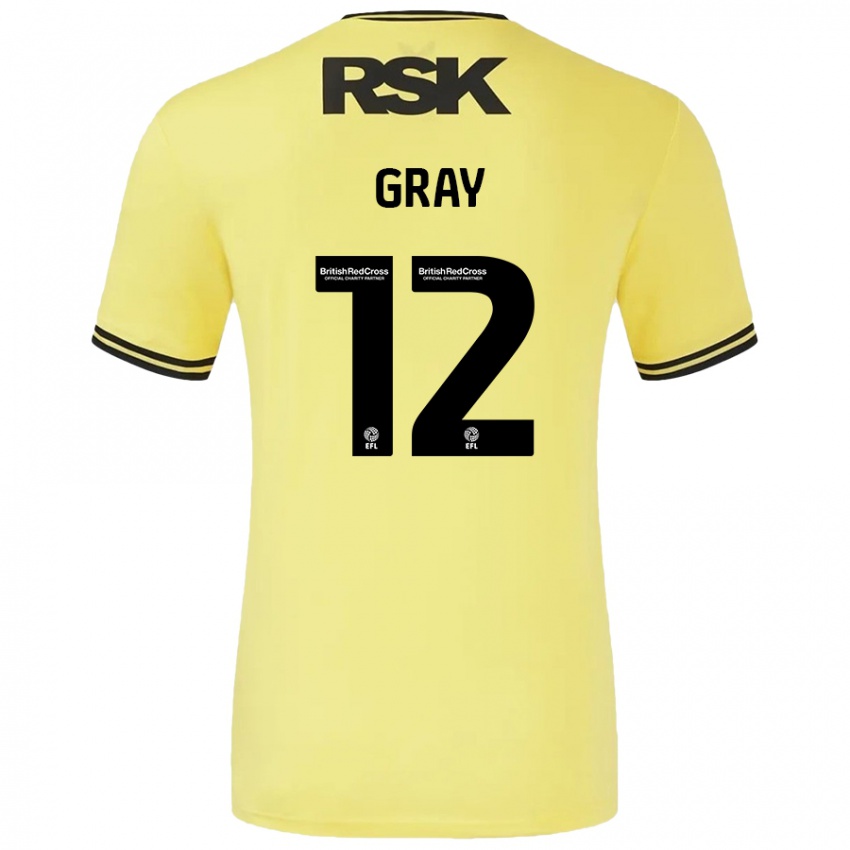 Kinder Jessica Gray #12 Gelb Schwarz Auswärtstrikot Trikot 2024/25 T-Shirt Schweiz