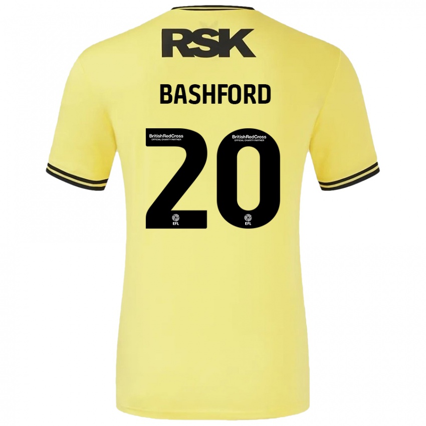 Kinder Mary Bashford #20 Gelb Schwarz Auswärtstrikot Trikot 2024/25 T-Shirt Schweiz