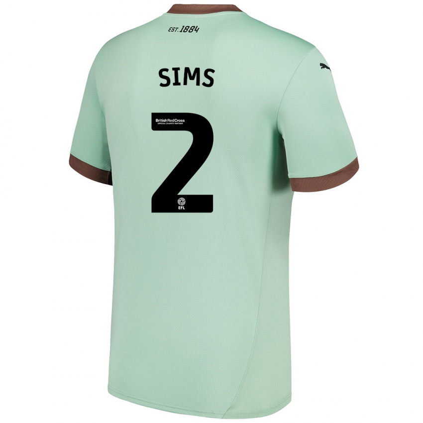 Enfant Maillot Amy Sims #2 Vert Pâle Tenues Extérieur 2024/25 T-Shirt Suisse