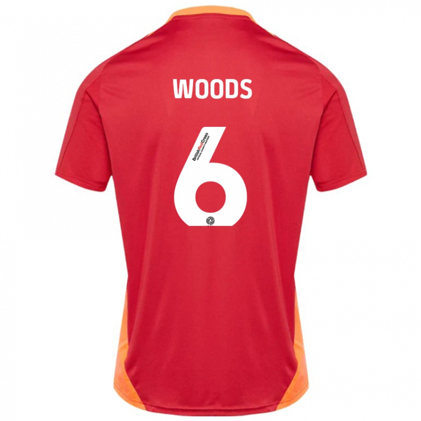 Kinder Ryan Woods #6 Blau Cremeweiß Auswärtstrikot Trikot 2024/25 T-Shirt Schweiz