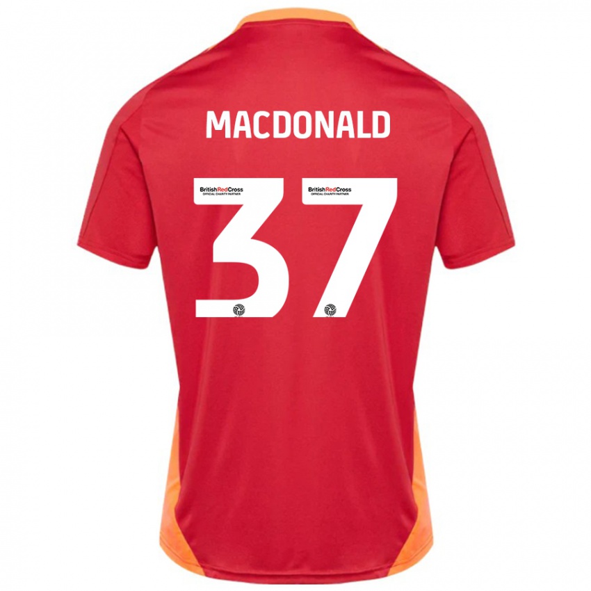 Kinder Shaun Macdonald #37 Blau Cremeweiß Auswärtstrikot Trikot 2024/25 T-Shirt Schweiz