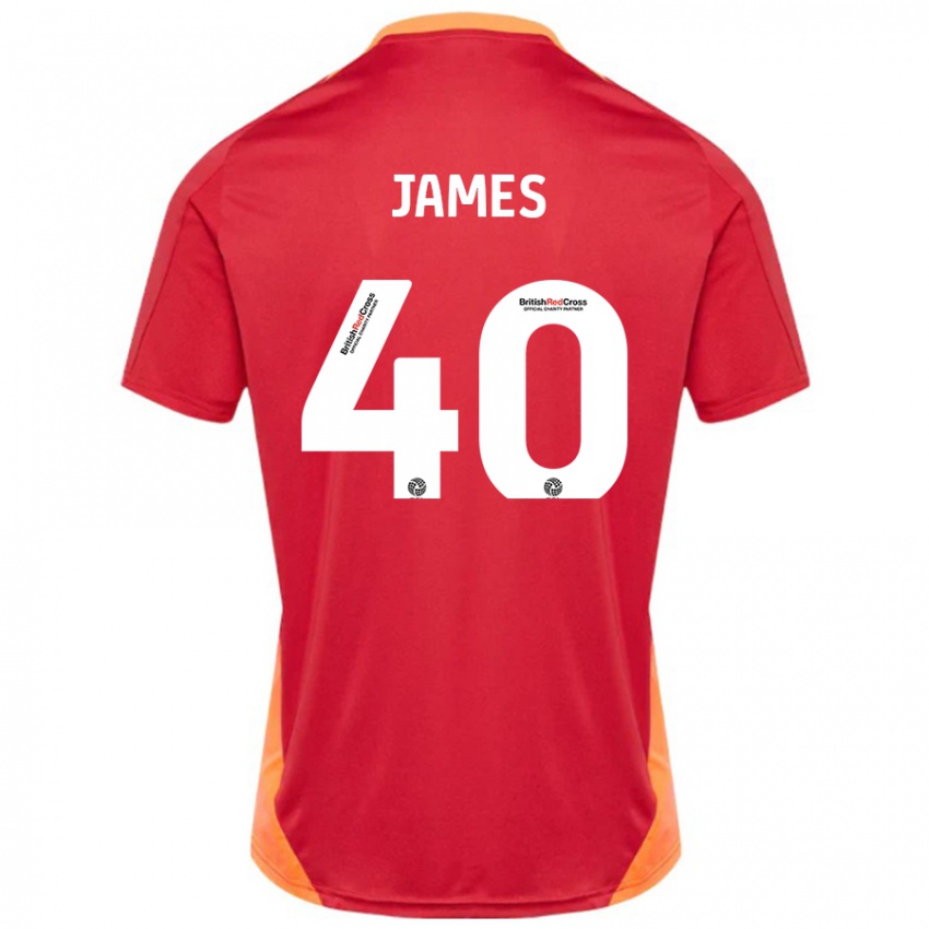 Kinder Ed James #40 Blau Cremeweiß Auswärtstrikot Trikot 2024/25 T-Shirt Schweiz