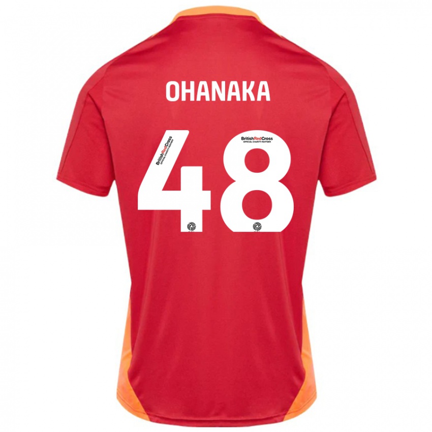 Kinder Santino Ohanaka #48 Blau Cremeweiß Auswärtstrikot Trikot 2024/25 T-Shirt Schweiz