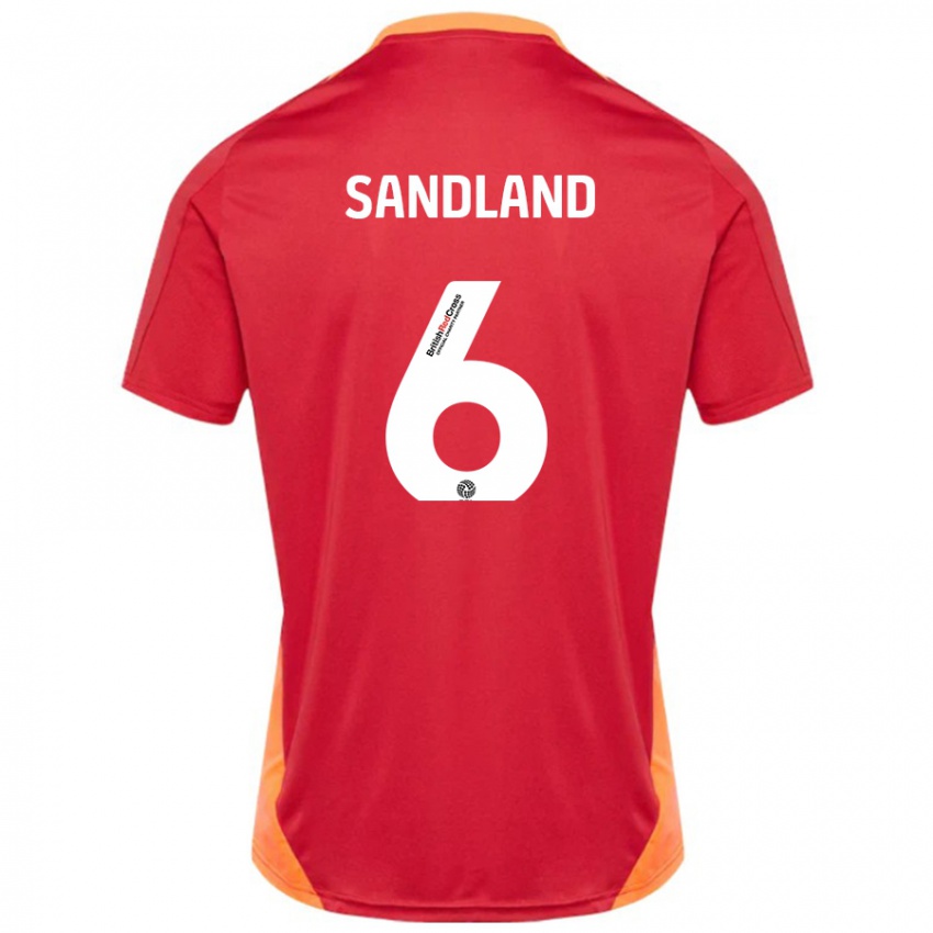 Enfant Maillot Jess Sandland #6 Bleu Blanc Cassé Tenues Extérieur 2024/25 T-Shirt Suisse