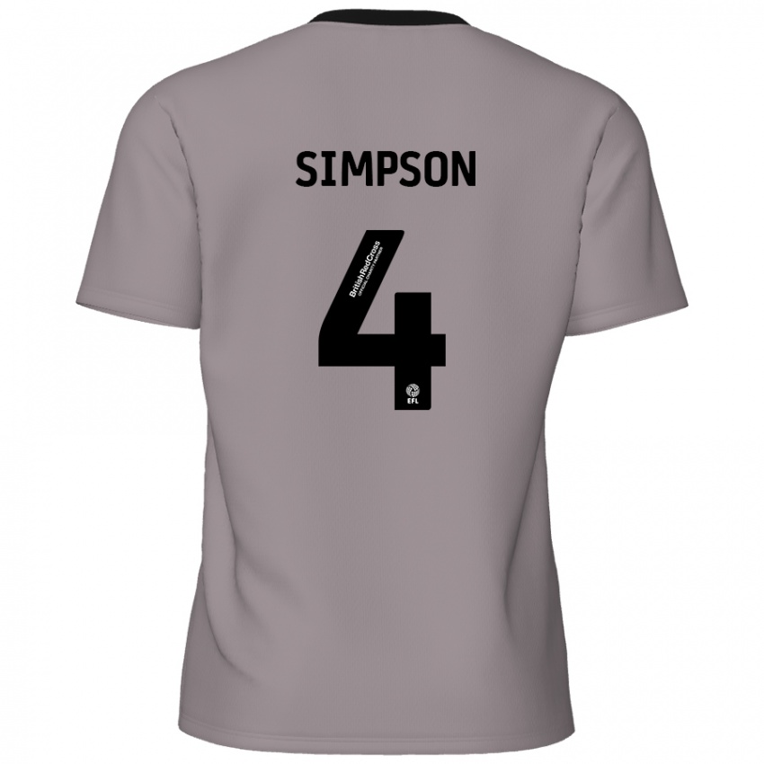 Kinder Jack Simpson #4 Grau Auswärtstrikot Trikot 2024/25 T-Shirt Schweiz