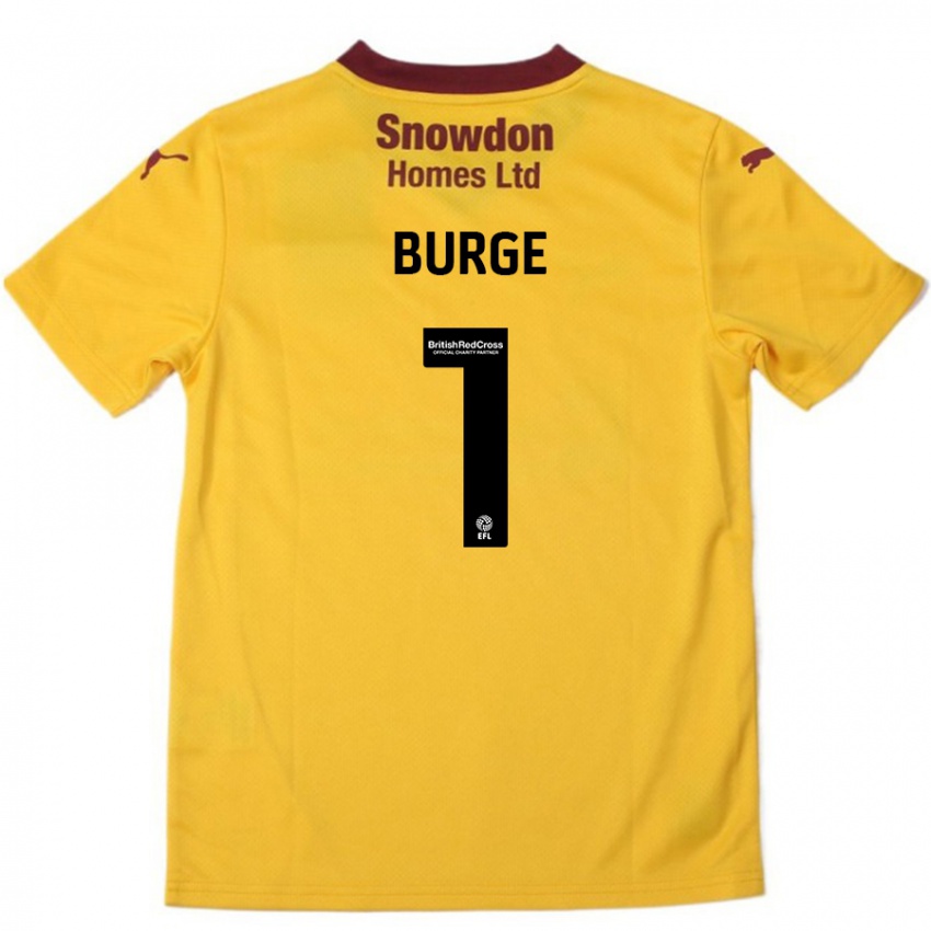 Kinder Lee Burge #1 Orange Burgunderrot Auswärtstrikot Trikot 2024/25 T-Shirt Schweiz