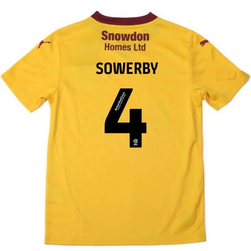 Kinder Jack Sowerby #4 Orange Burgunderrot Auswärtstrikot Trikot 2024/25 T-Shirt Schweiz