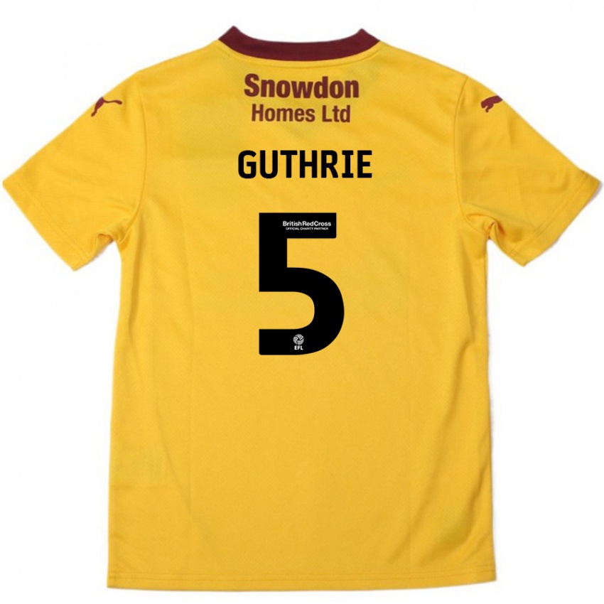 Kinder Jon Guthrie #5 Orange Burgunderrot Auswärtstrikot Trikot 2024/25 T-Shirt Schweiz