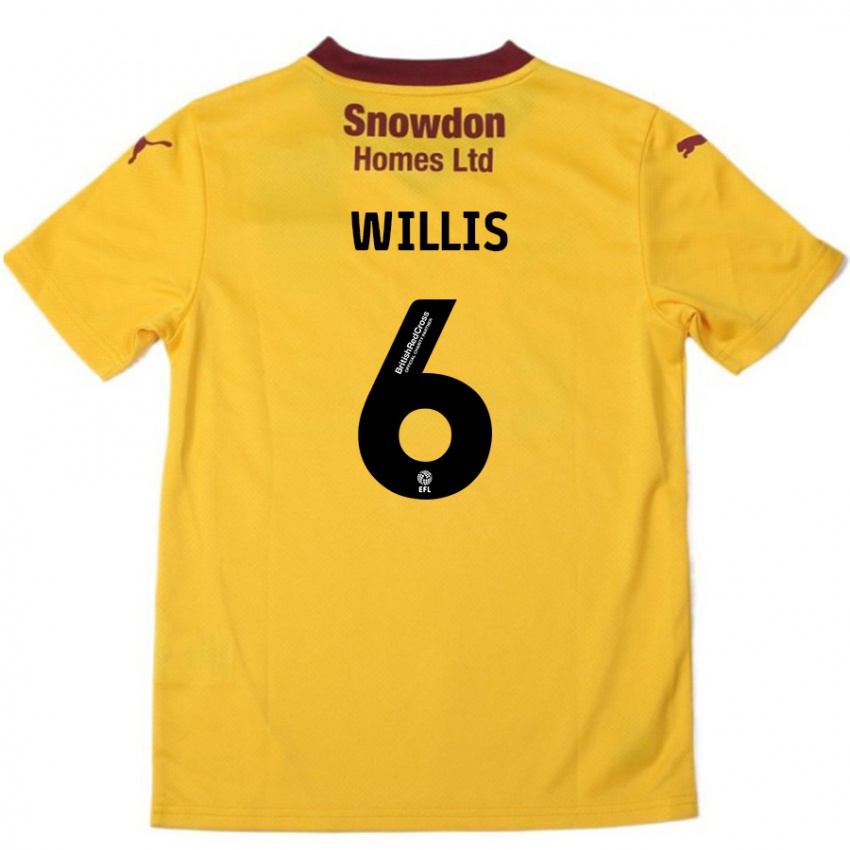 Kinder Jordan Willis #6 Orange Burgunderrot Auswärtstrikot Trikot 2024/25 T-Shirt Schweiz