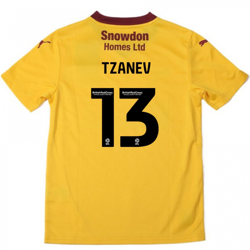 Kinder Nik Tzanev #13 Orange Burgunderrot Auswärtstrikot Trikot 2024/25 T-Shirt Schweiz