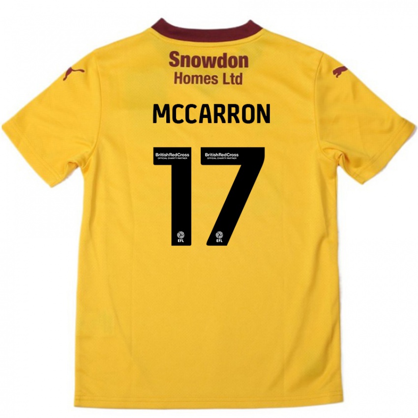 Kinder Liam Mccarron #17 Orange Burgunderrot Auswärtstrikot Trikot 2024/25 T-Shirt Schweiz