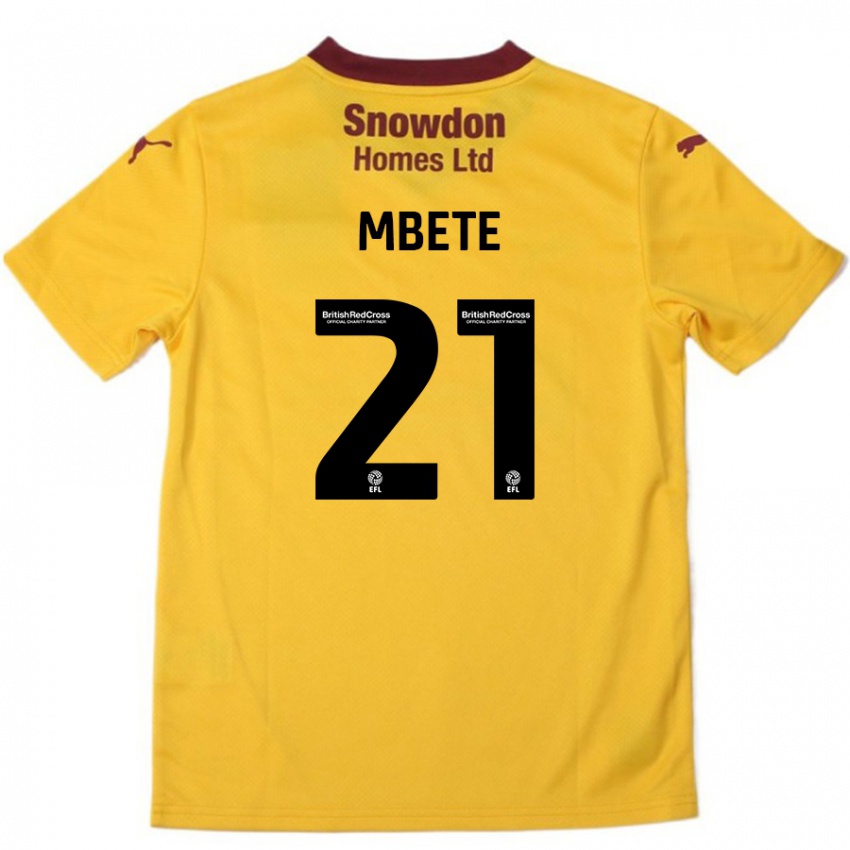 Kinder Luke Mbete #21 Orange Burgunderrot Auswärtstrikot Trikot 2024/25 T-Shirt Schweiz