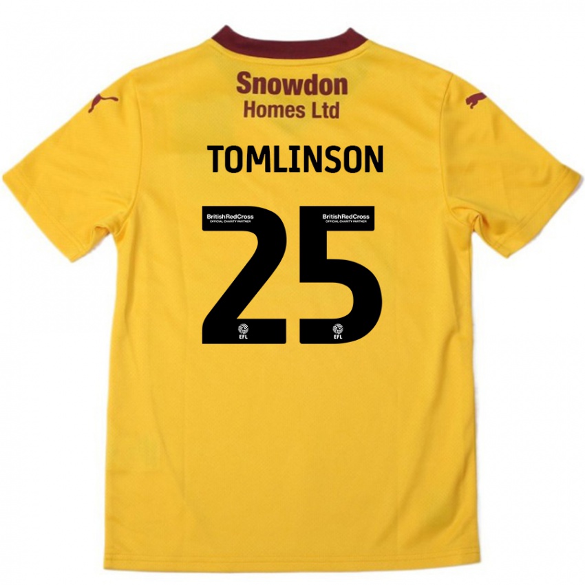 Kinder Josh Tomlinson #25 Orange Burgunderrot Auswärtstrikot Trikot 2024/25 T-Shirt Schweiz