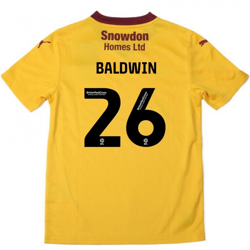 Kinder Jack Baldwin #26 Orange Burgunderrot Auswärtstrikot Trikot 2024/25 T-Shirt Schweiz