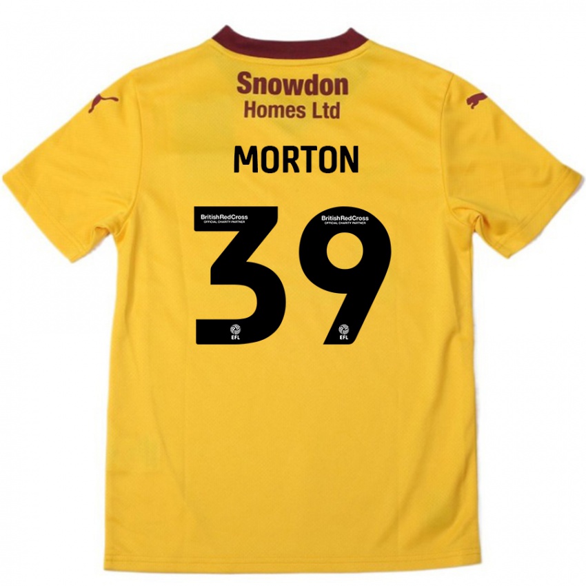 Kinder Callum Morton #39 Orange Burgunderrot Auswärtstrikot Trikot 2024/25 T-Shirt Schweiz