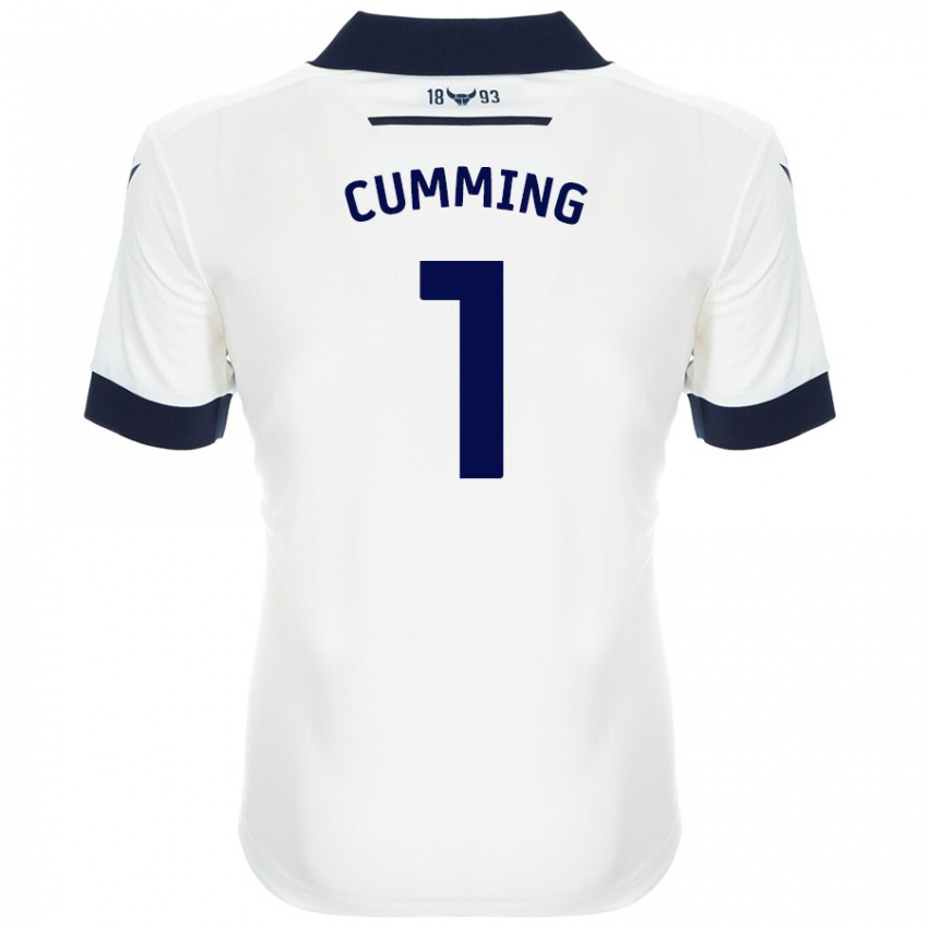 Kinder Jamie Cumming #1 Weiß Marineblau Auswärtstrikot Trikot 2024/25 T-Shirt Schweiz