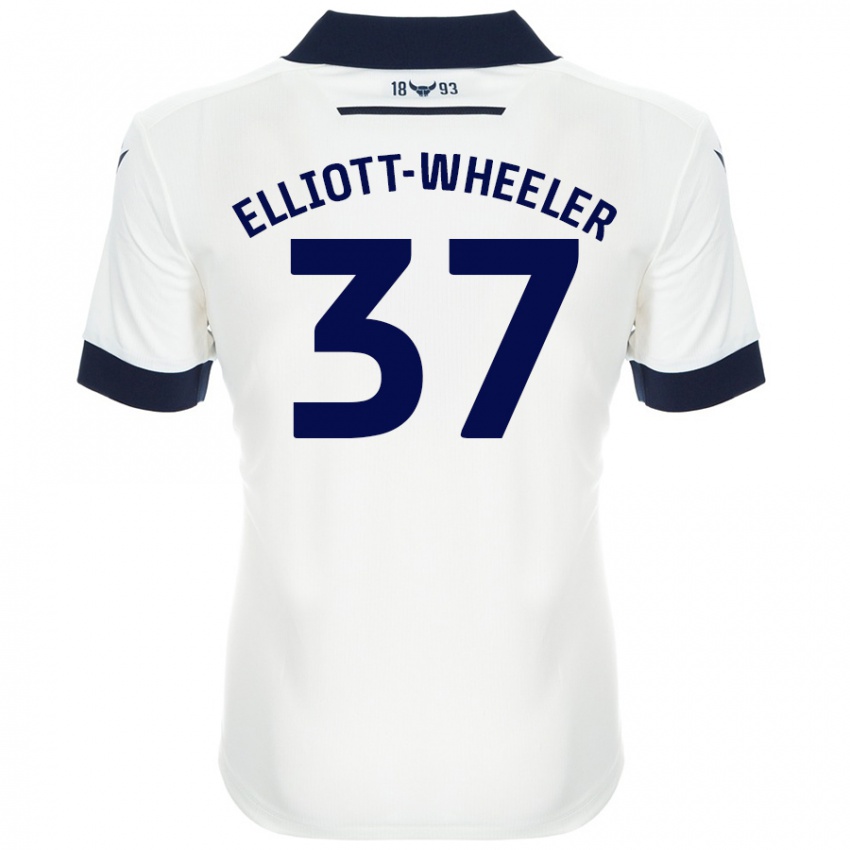 Kinder Aidan Elliott-Wheeler #37 Weiß Marineblau Auswärtstrikot Trikot 2024/25 T-Shirt Schweiz