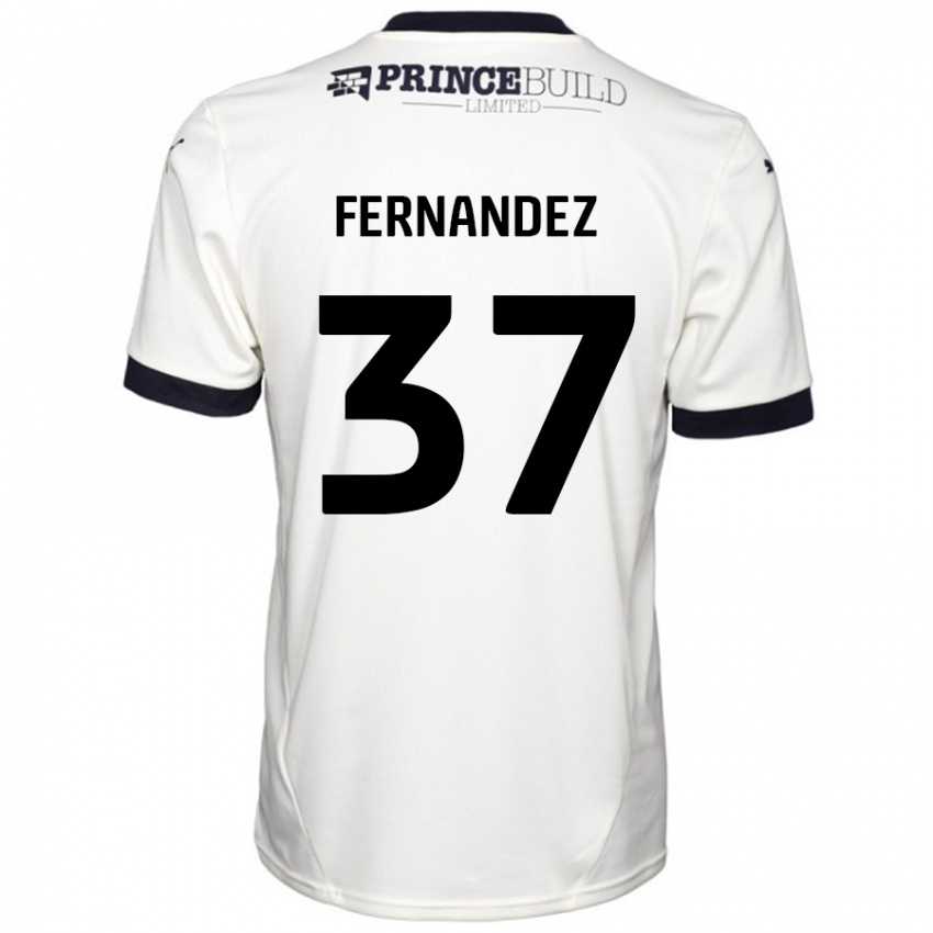 Kinder Emmanuel Fernandez #37 Cremeweiß Schwarz Auswärtstrikot Trikot 2024/25 T-Shirt Schweiz