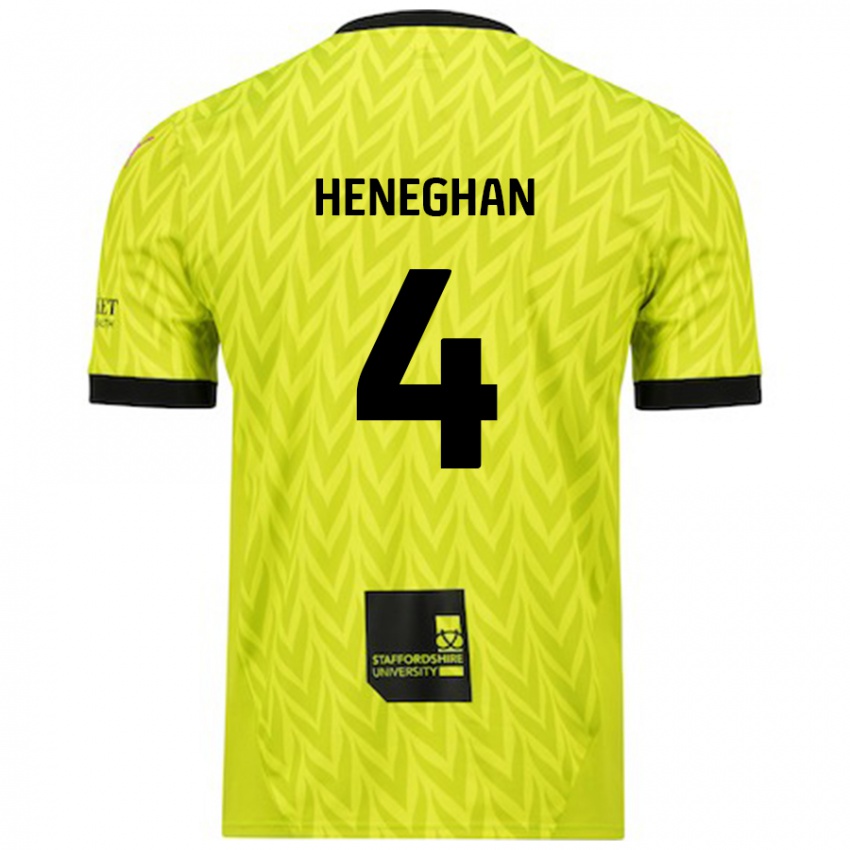 Kinder Ben Heneghan #4 Fluoreszierend Grün Auswärtstrikot Trikot 2024/25 T-Shirt Schweiz