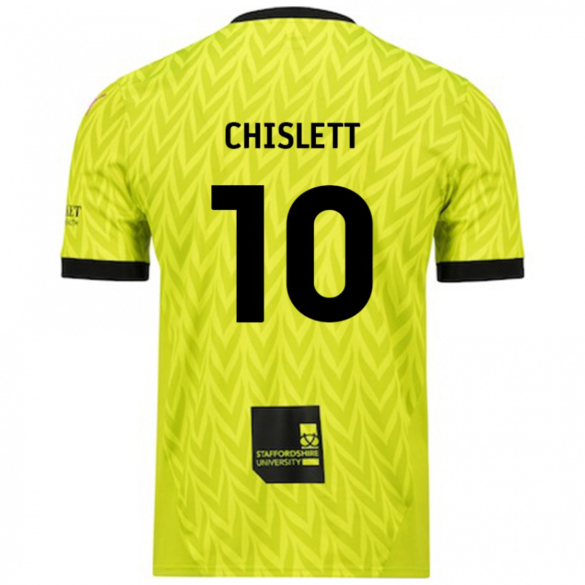 Kinder Ethan Chislett #10 Fluoreszierend Grün Auswärtstrikot Trikot 2024/25 T-Shirt Schweiz