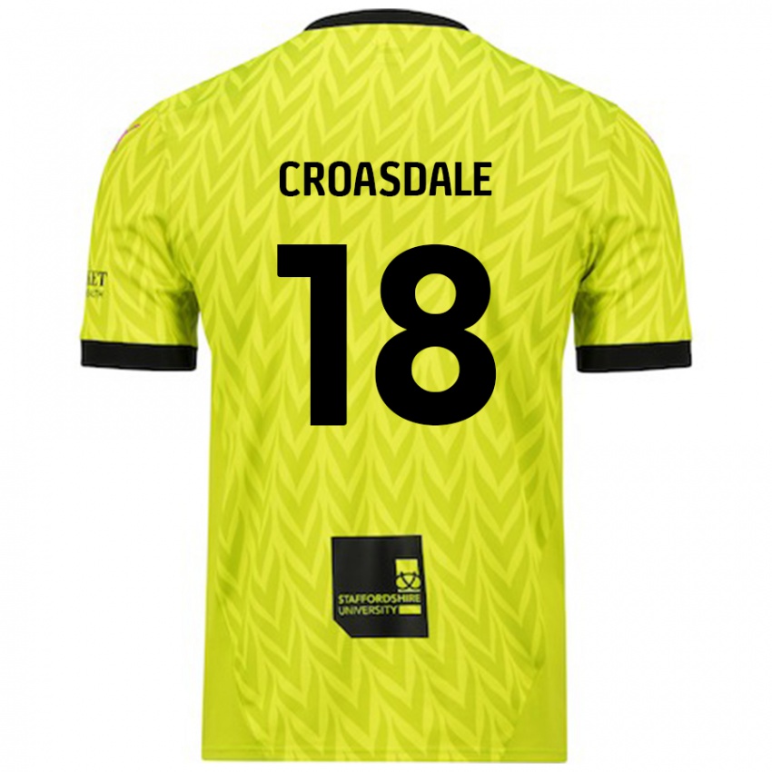 Kinder Ryan Croasdale #18 Fluoreszierend Grün Auswärtstrikot Trikot 2024/25 T-Shirt Schweiz