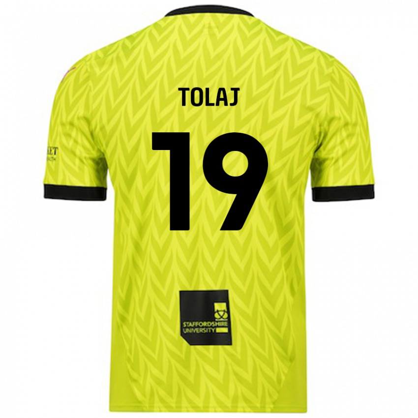 Kinder Lorent Tolaj #19 Fluoreszierend Grün Auswärtstrikot Trikot 2024/25 T-Shirt Schweiz