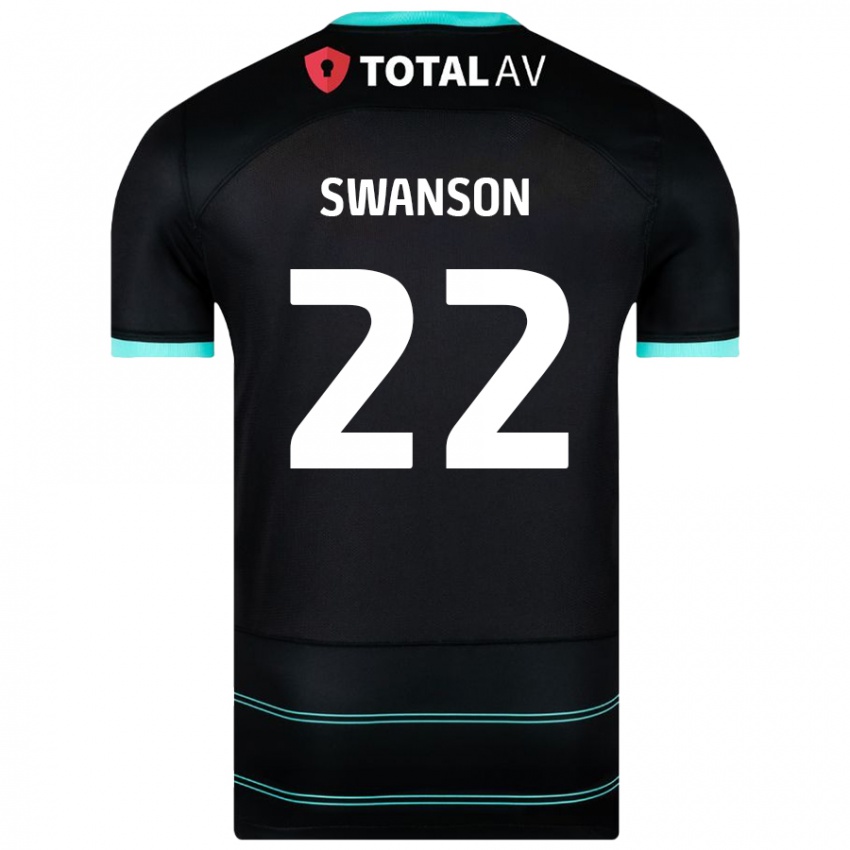 Kinder Zak Swanson #22 Schwarz Auswärtstrikot Trikot 2024/25 T-Shirt Schweiz