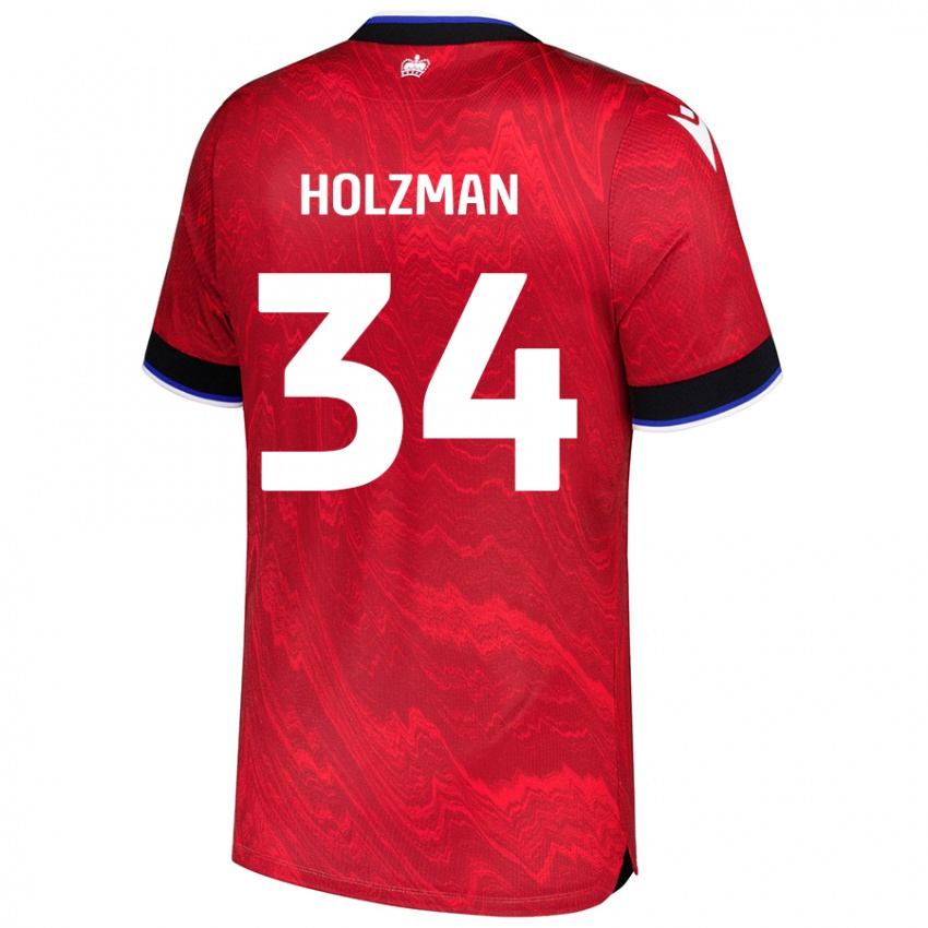 Kinder Louie Holzman #34 Rot Schwarz Auswärtstrikot Trikot 2024/25 T-Shirt Schweiz