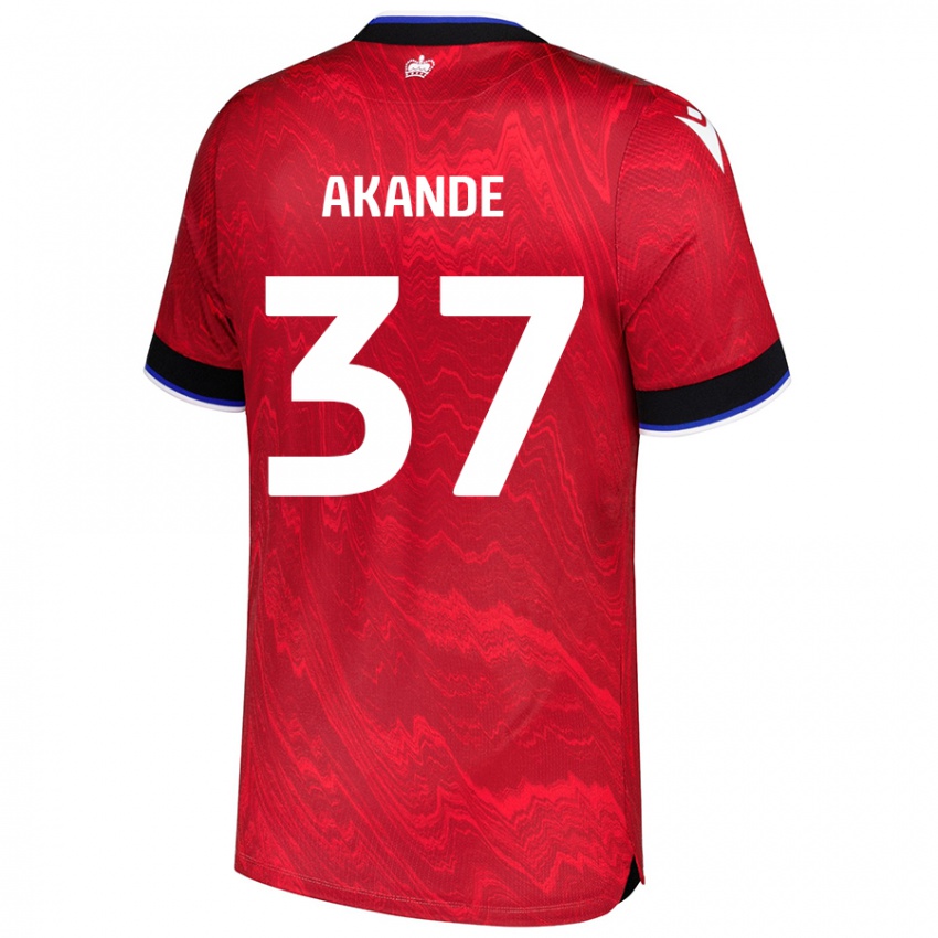 Kinder Adrian Akande #37 Rot Schwarz Auswärtstrikot Trikot 2024/25 T-Shirt Schweiz