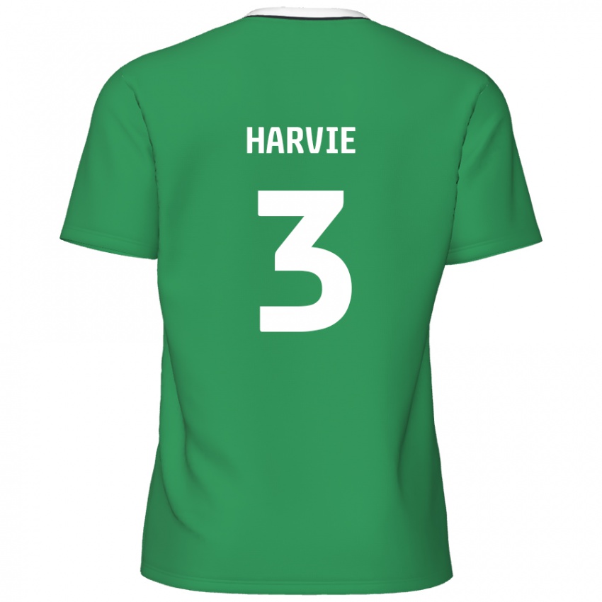 Kinder Daniel Harvie #3 Grün Weiße Streifen Auswärtstrikot Trikot 2024/25 T-Shirt Schweiz