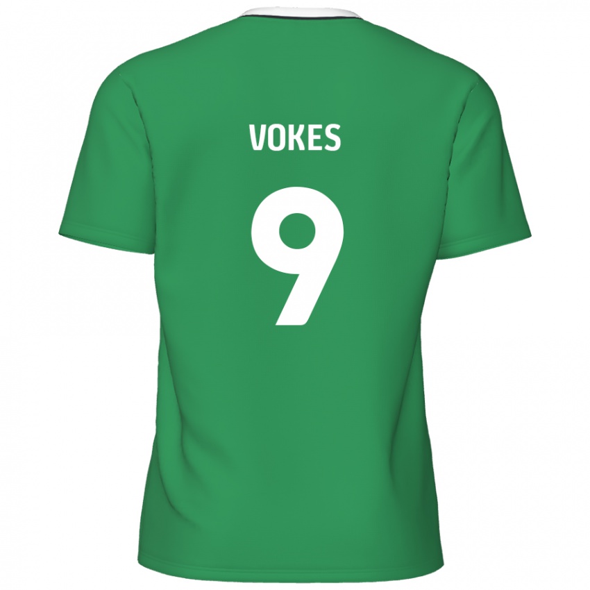 Kinder Sam Vokes #9 Grün Weiße Streifen Auswärtstrikot Trikot 2024/25 T-Shirt Schweiz