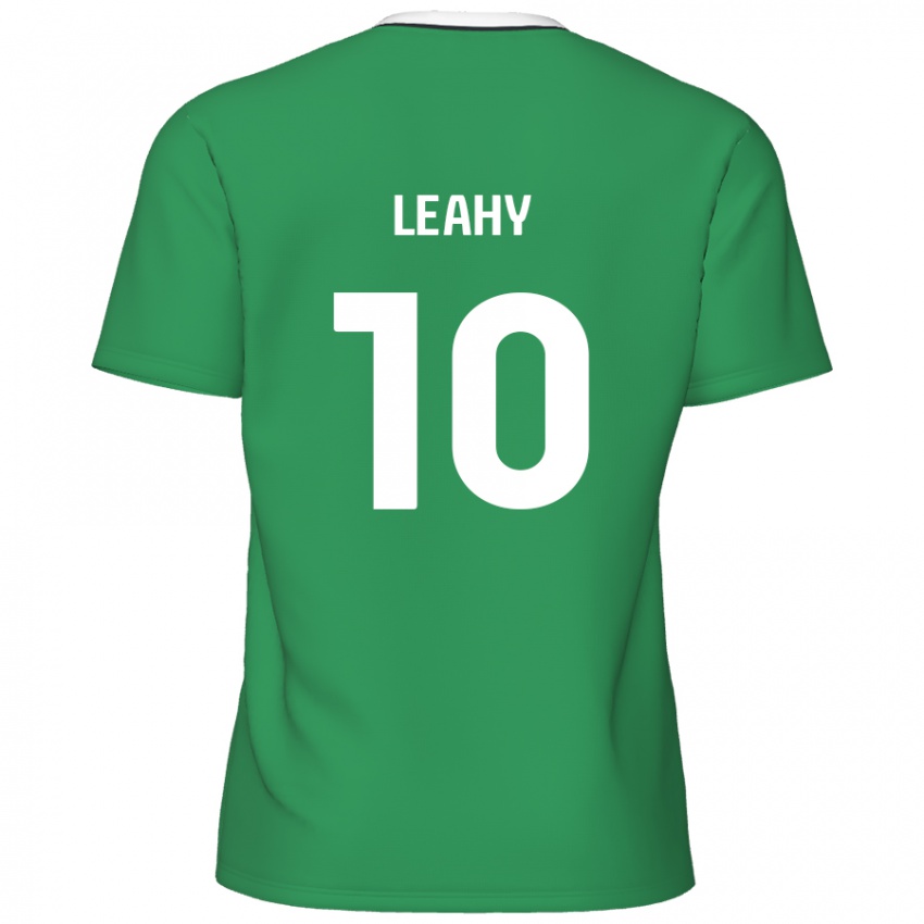 Kinder Luke Leahy #10 Grün Weiße Streifen Auswärtstrikot Trikot 2024/25 T-Shirt Schweiz