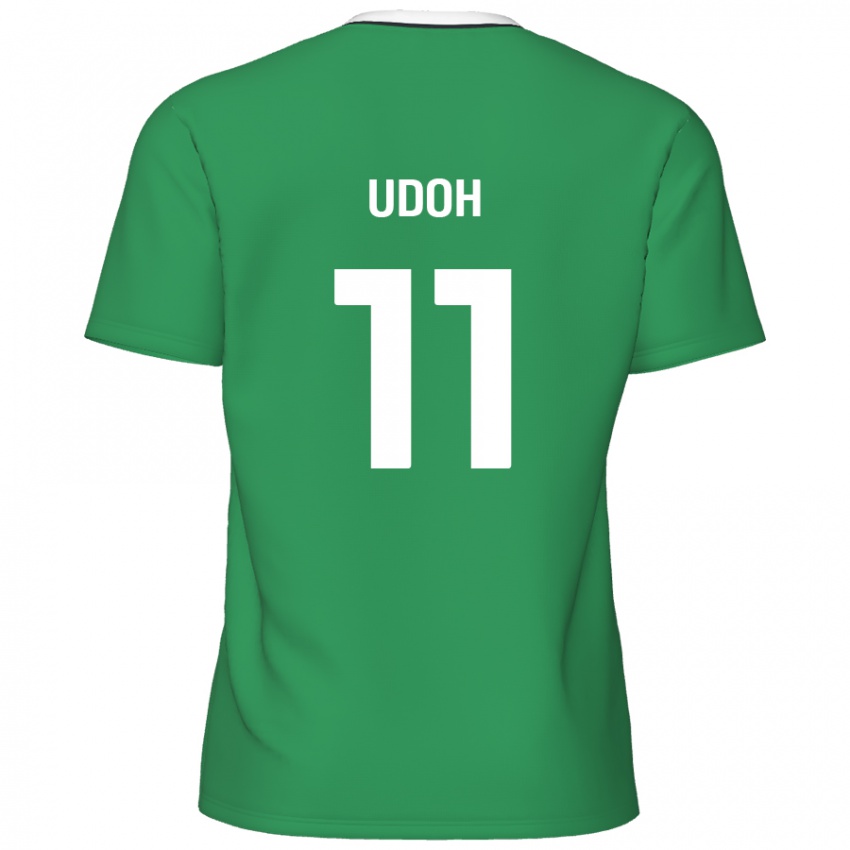 Kinder Daniel Udoh #11 Grün Weiße Streifen Auswärtstrikot Trikot 2024/25 T-Shirt Schweiz