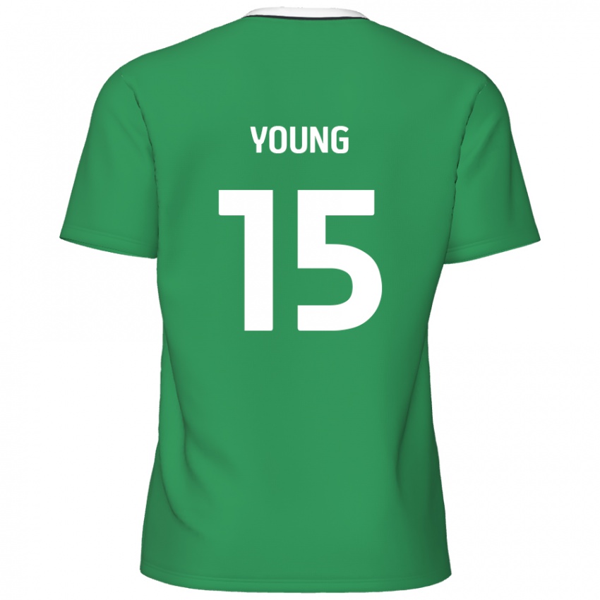 Kinder Jack Young #15 Grün Weiße Streifen Auswärtstrikot Trikot 2024/25 T-Shirt Schweiz