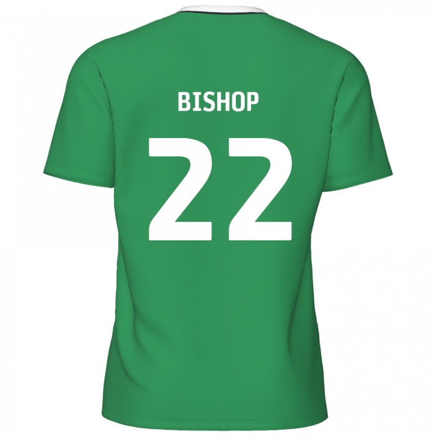 Kinder Nathan Bishop #22 Grün Weiße Streifen Auswärtstrikot Trikot 2024/25 T-Shirt Schweiz