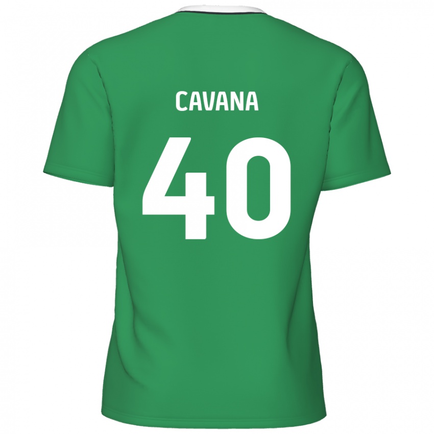 Kinder Max Cavana #40 Grün Weiße Streifen Auswärtstrikot Trikot 2024/25 T-Shirt Schweiz