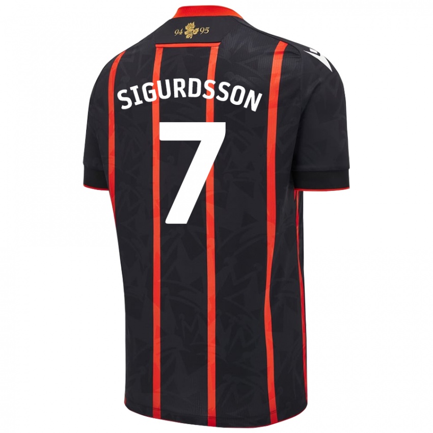 Kinder Arnór Sigurdsson #7 Schwarz Rot Auswärtstrikot Trikot 2024/25 T-Shirt Schweiz