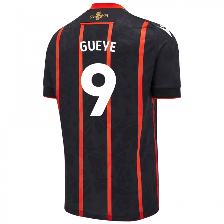 Kinder Makhtar Gueye #9 Schwarz Rot Auswärtstrikot Trikot 2024/25 T-Shirt Schweiz