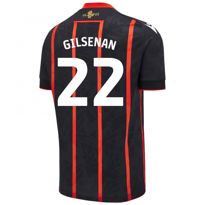 Kinder Zak Gilsenan #22 Schwarz Rot Auswärtstrikot Trikot 2024/25 T-Shirt Schweiz