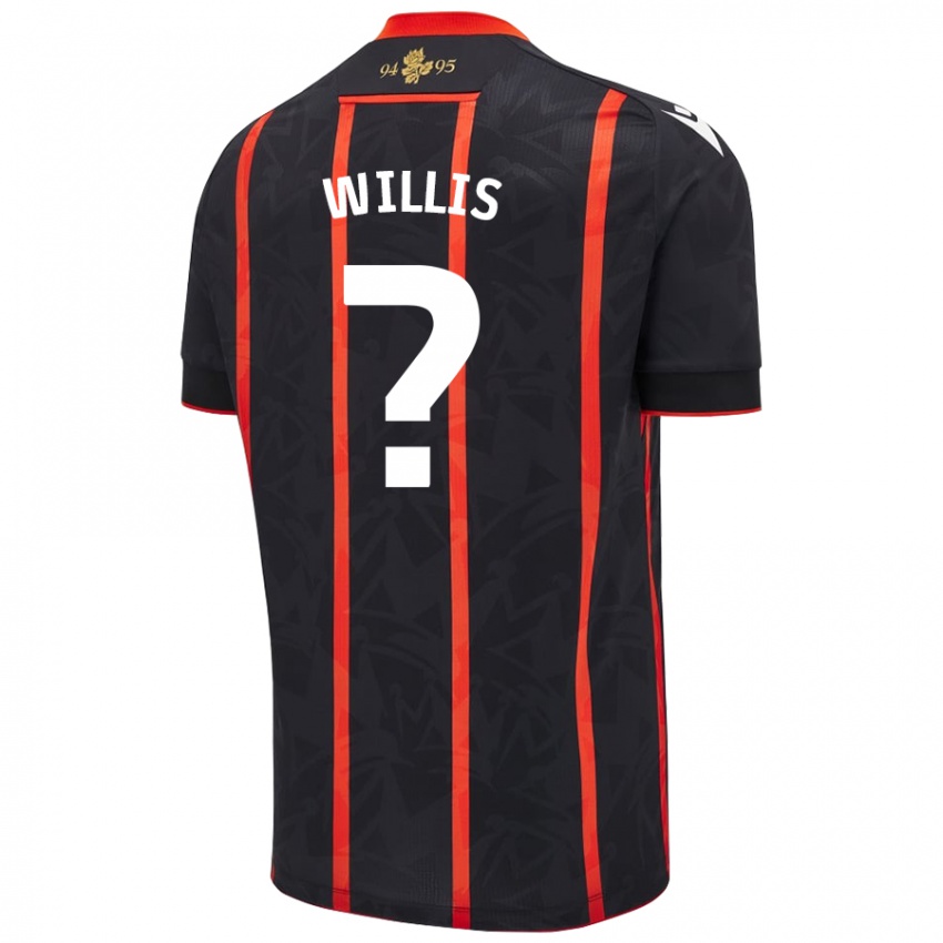 Kinder Nathan Willis #0 Schwarz Rot Auswärtstrikot Trikot 2024/25 T-Shirt Schweiz