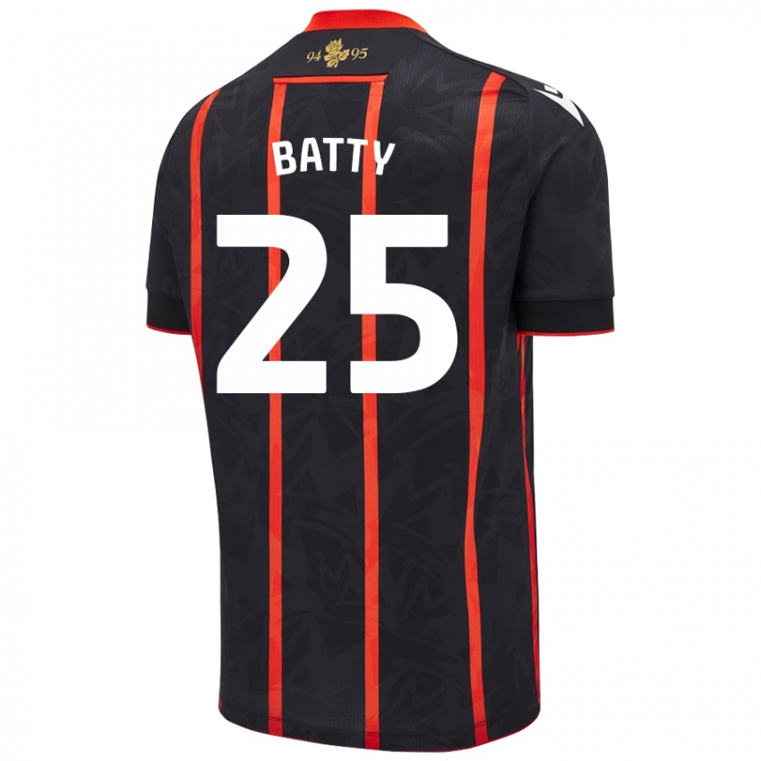 Kinder Jake Batty #25 Schwarz Rot Auswärtstrikot Trikot 2024/25 T-Shirt Schweiz