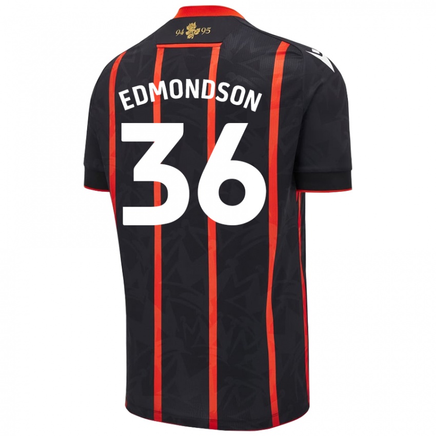 Kinder James Edmondson #36 Schwarz Rot Auswärtstrikot Trikot 2024/25 T-Shirt Schweiz