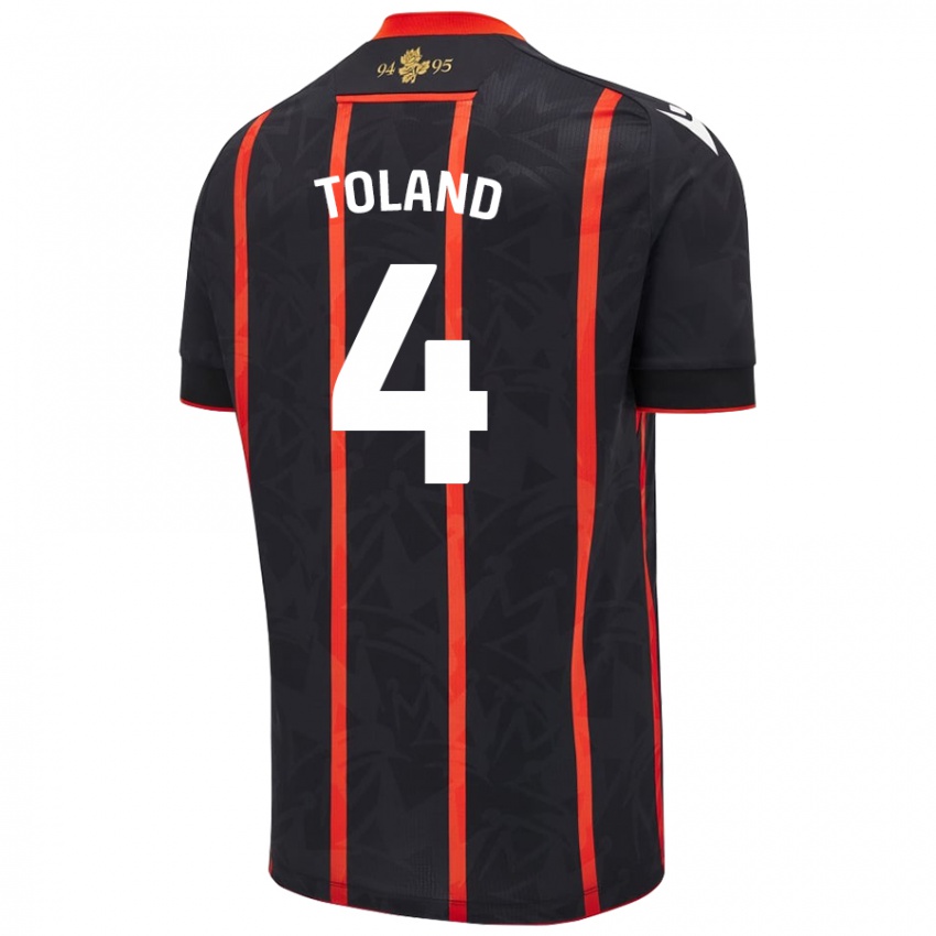 Kinder Tyler Toland #4 Schwarz Rot Auswärtstrikot Trikot 2024/25 T-Shirt Schweiz