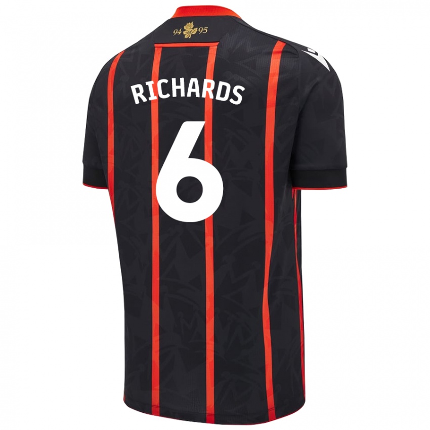 Kinder Jade Richards #6 Schwarz Rot Auswärtstrikot Trikot 2024/25 T-Shirt Schweiz