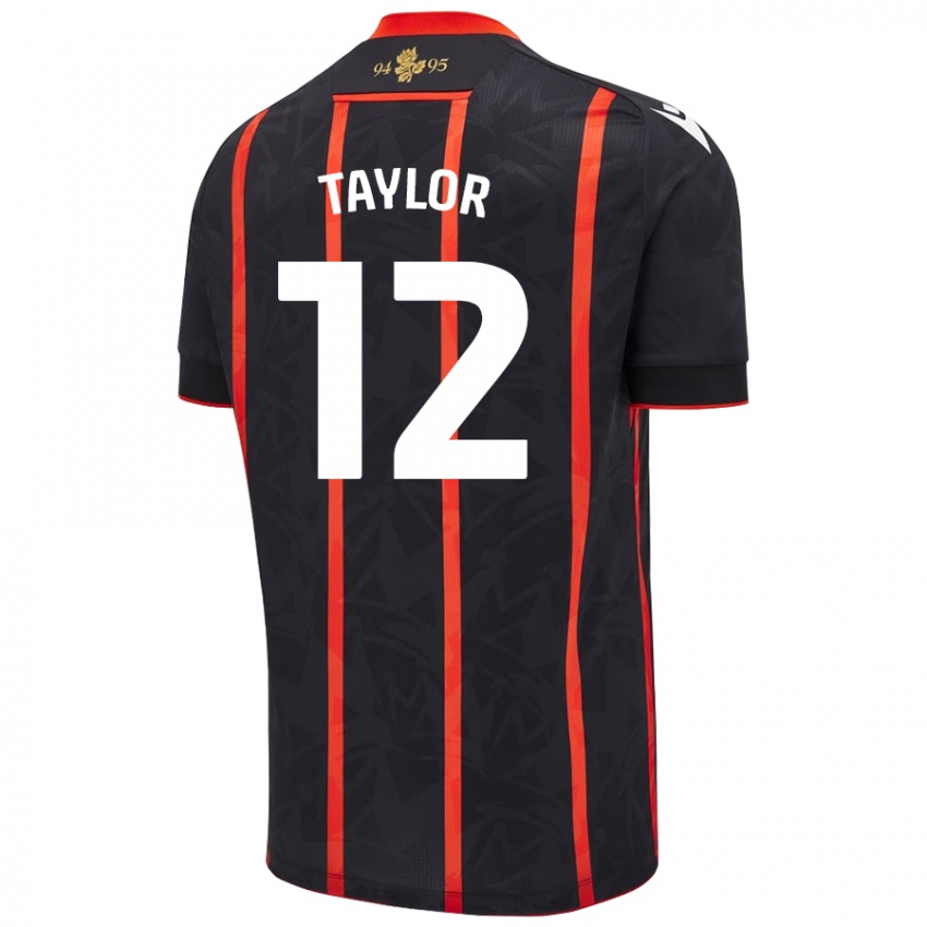 Kinder Emma Taylor #12 Schwarz Rot Auswärtstrikot Trikot 2024/25 T-Shirt Schweiz