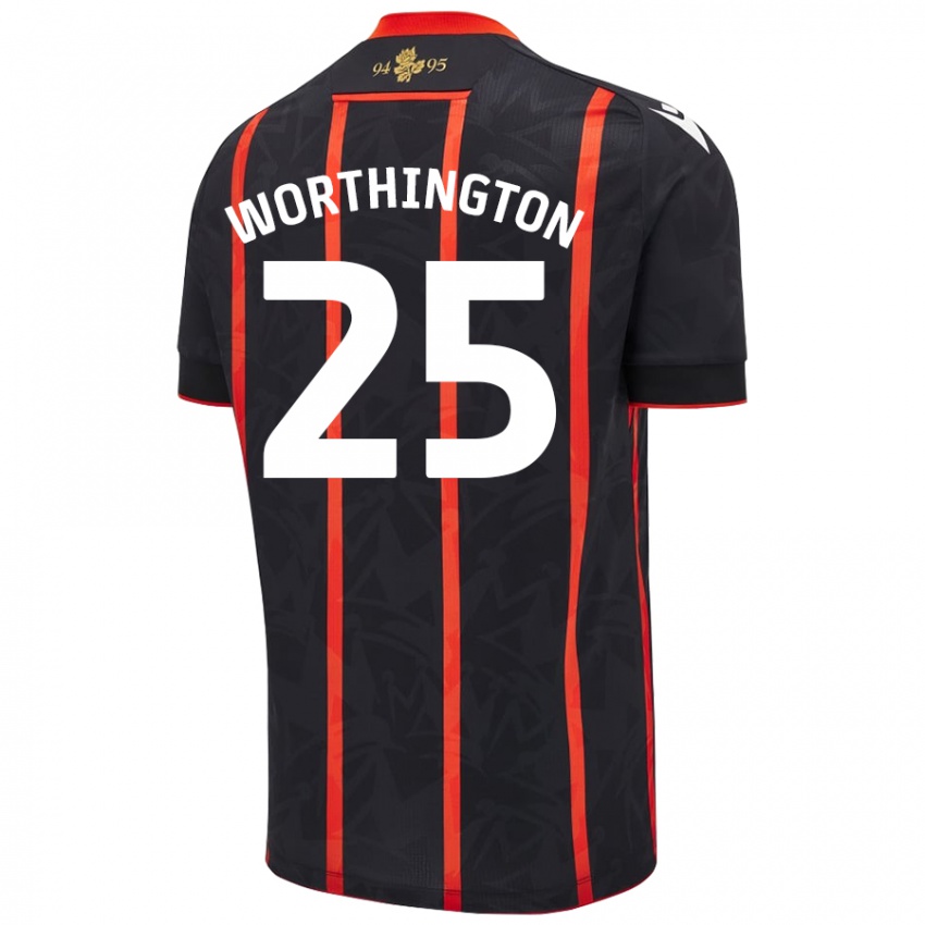 Kinder Nicola Worthington #25 Schwarz Rot Auswärtstrikot Trikot 2024/25 T-Shirt Schweiz